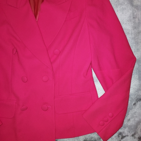 Sale🥳Balmain style Fuchsia Double Breasted Shoulder Padded Blazer - Picture 3 of 7